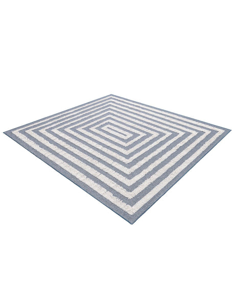 Navy Blue 4' 5 x 6' Sabrina Soto Casa Rectangle Area Rug 100% Cotton Geometric Pattern All Natural Material Eco Friendly Carpet for Sale at Rug Engine