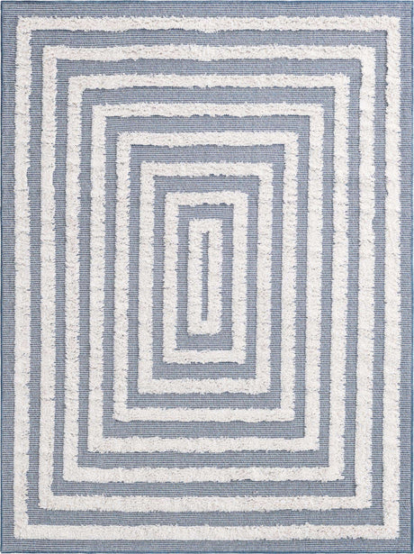 Navy Blue 4' 5 x 6' Sabrina Soto Casa Rectangle Area Rug 100% Cotton Geometric Pattern All Natural Material Eco Friendly Carpet for Sale at Rug Engine