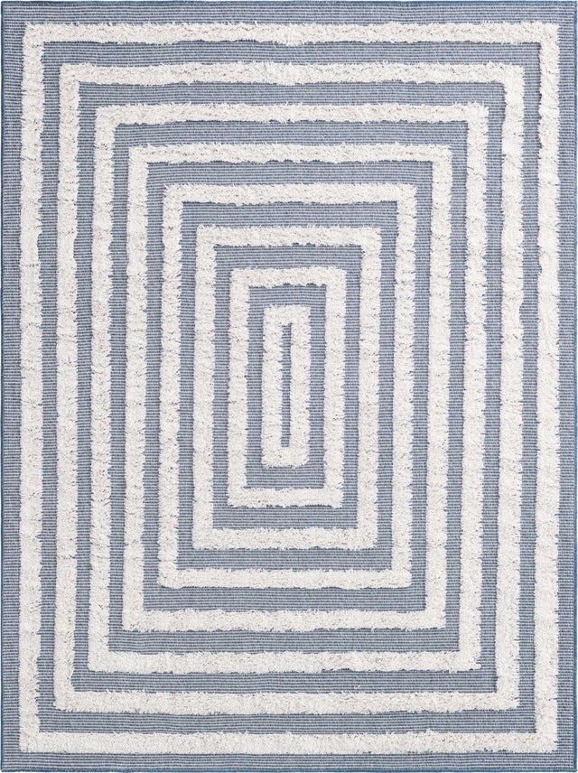 Navy Blue 4' 5 x 6' Sabrina Soto Casa Rectangle Area Rug 100% Cotton Geometric Pattern All Natural Material Eco Friendly Carpet for Sale at Rug Engine