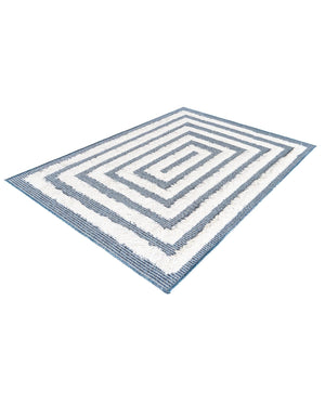 Navy Blue 2' 3 x 3' Sabrina Soto Casa Rectangle Area Rug 100% Cotton Geometric Pattern All Natural Material Eco Friendly Carpet for Sale at Rug Engine