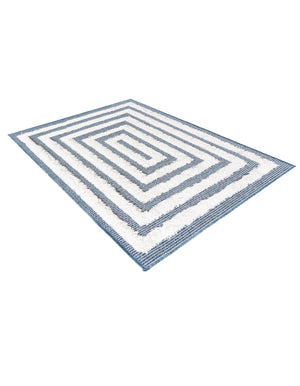 Navy Blue 2' 3 x 3' Sabrina Soto Casa Rectangle Area Rug 100% Cotton Geometric Pattern All Natural Material Eco Friendly Carpet for Sale at Rug Engine