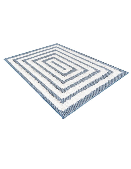 Navy Blue 2' 3 x 3' Sabrina Soto Casa Rectangle Area Rug 100% Cotton Geometric Pattern All Natural Material Eco Friendly Carpet for Sale at Rug Engine