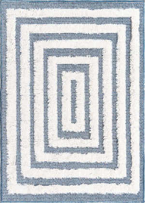 Navy Blue 2' 3 x 3' Sabrina Soto Casa Rectangle Area Rug 100% Cotton Geometric Pattern All Natural Material Eco Friendly Carpet for Sale at Rug Engine
