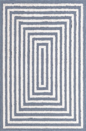 Navy Blue 1' 3 x 1' 4 Sabrina Soto Casa Sample Area Rug 100% Cotton Geometric Pattern All Natural Material Eco Friendly Carpet for Sale at Rug Engine