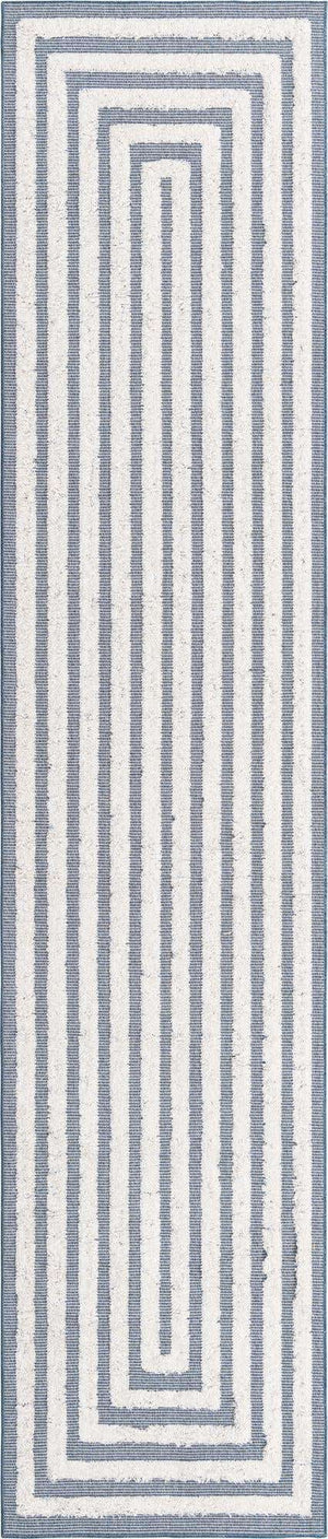 Navy Blue 2' 7 x 12' Sabrina Soto Casa Runner Area Rug 100% Cotton Geometric Pattern All Natural Material Eco Friendly Carpet for Sale at Rug Engine