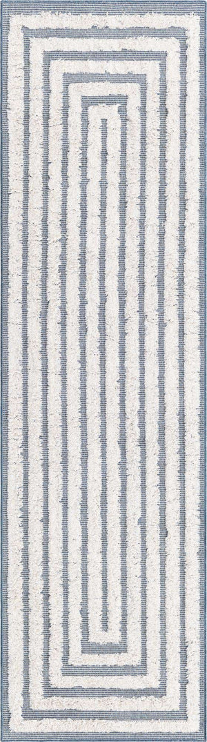 Navy Blue 2' 3 x 8' Sabrina Soto Casa Runner Area Rug 100% Cotton Geometric Pattern All Natural Material Eco Friendly Carpet for Sale at Rug Engine