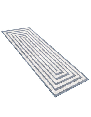 Navy Blue 2' 3 x 6' Sabrina Soto Casa Runner Area Rug 100% Cotton Geometric Pattern All Natural Material Eco Friendly Carpet for Sale at Rug Engine