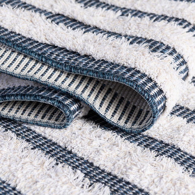 Navy Blue 2' 3 x 6' Sabrina Soto Casa Runner Area Rug 100% Cotton Geometric Pattern All Natural Material Eco Friendly Carpet for Sale at Rug Engine