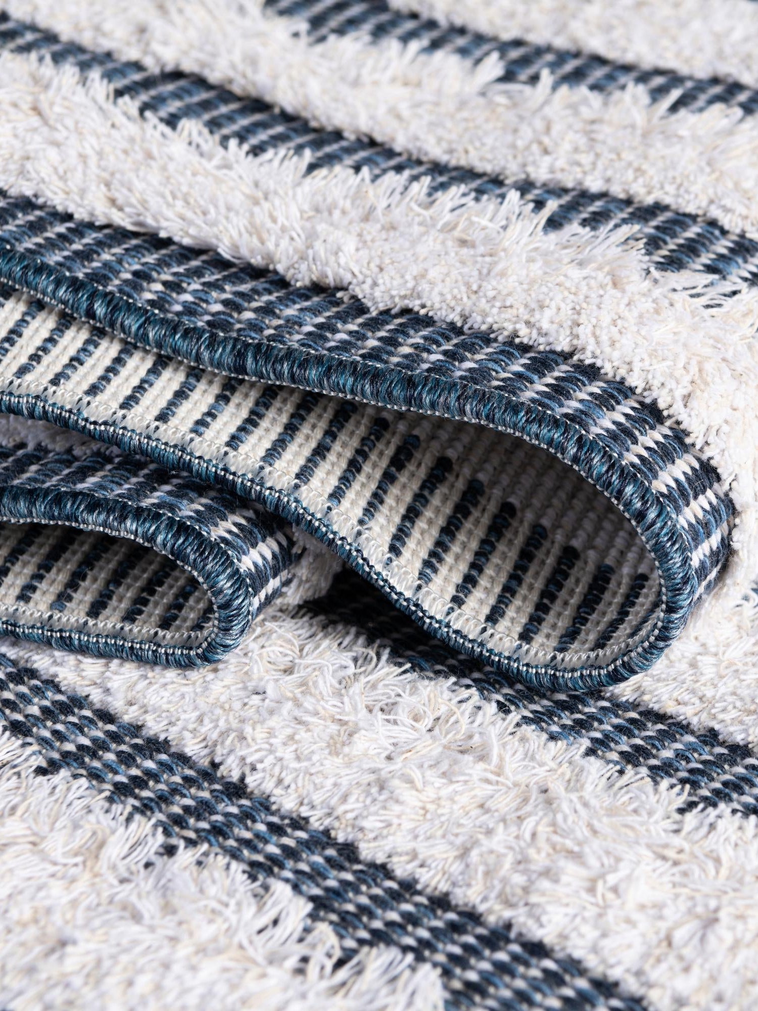 Navy Blue 2' 7 x 12' Sabrina Soto Casa Runner Area Rug 100% Cotton Geometric Pattern All Natural Material Eco Friendly Carpet for Sale at Rug Engine