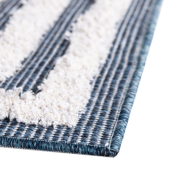 Navy Blue 2' 3 x 6' Sabrina Soto Casa Runner Area Rug 100% Cotton Geometric Pattern All Natural Material Eco Friendly Carpet for Sale at Rug Engine