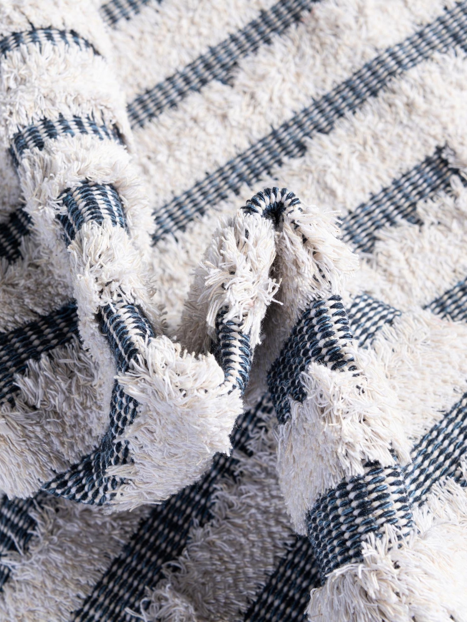 Navy Blue 2' 3 x 6' Sabrina Soto Casa Runner Area Rug 100% Cotton Geometric Pattern All Natural Material Eco Friendly Carpet for Sale at Rug Engine