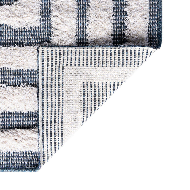 Navy Blue 2' 7 x 12' Sabrina Soto Casa Runner Area Rug 100% Cotton Geometric Pattern All Natural Material Eco Friendly Carpet for Sale at Rug Engine