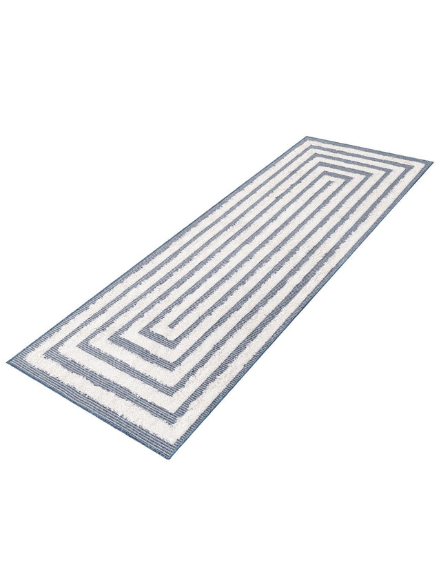 Navy Blue 2' 3 x 6' Sabrina Soto Casa Runner Area Rug 100% Cotton Geometric Pattern All Natural Material Eco Friendly Carpet for Sale at Rug Engine