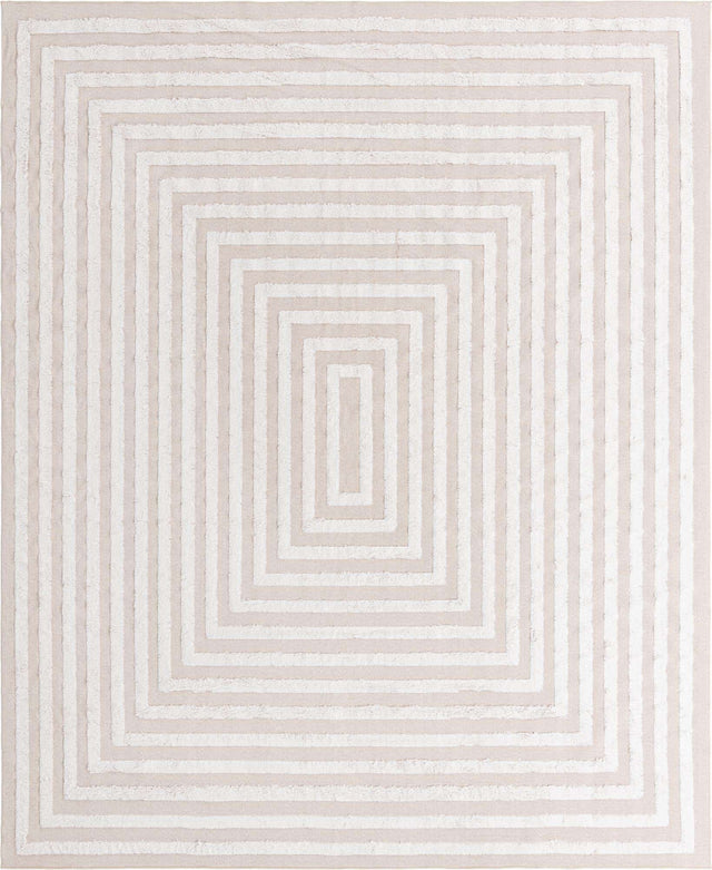 Beige 9' 10 x 12' Sabrina Soto Casa Rectangle Area Rug 100% Cotton Geometric Pattern All Natural Material Eco Friendly Carpet for Sale at Rug Engine