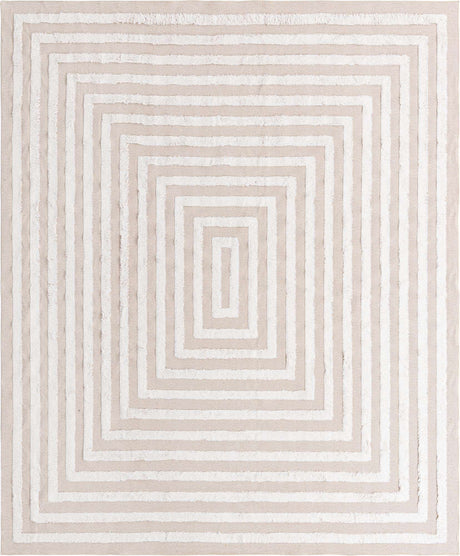 Beige 8' 3 x 10' Sabrina Soto Casa Rectangle Area Rug 100% Cotton Geometric Pattern All Natural Material Eco Friendly Carpet for Sale at Rug Engine