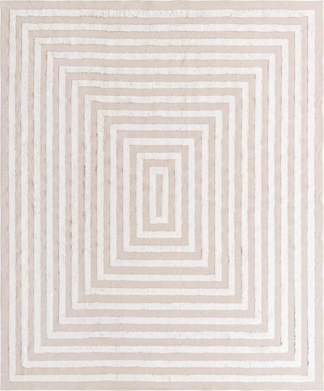 Beige 8' 3 x 10' Sabrina Soto Casa Rectangle Area Rug 100% Cotton Geometric Pattern All Natural Material Eco Friendly Carpet for Sale at Rug Engine