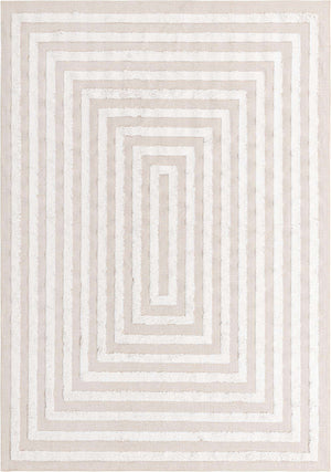 Beige 6' 4 x 9' Sabrina Soto Casa Rectangle Area Rug 100% Cotton Geometric Pattern All Natural Material Eco Friendly Carpet for Sale at Rug Engine