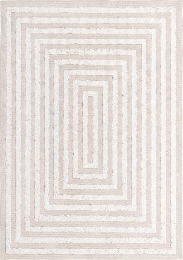 Beige 6' 4 x 9' Sabrina Soto Casa Rectangle Area Rug 100% Cotton Geometric Pattern All Natural Material Eco Friendly Carpet for Sale at Rug Engine