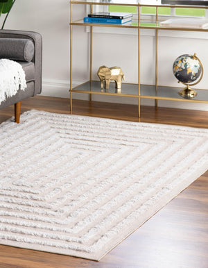 Beige 8' 3 x 10' Sabrina Soto Casa Rectangle Area Rug 100% Cotton Geometric Pattern All Natural Material Eco Friendly Carpet for Sale at Rug Engine
