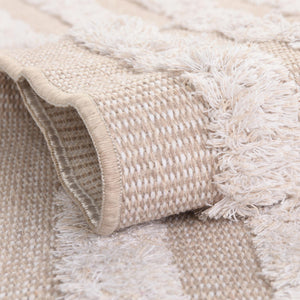 Beige 9' 10 x 12' Sabrina Soto Casa Rectangle Area Rug 100% Cotton Geometric Pattern All Natural Material Eco Friendly Carpet for Sale at Rug Engine