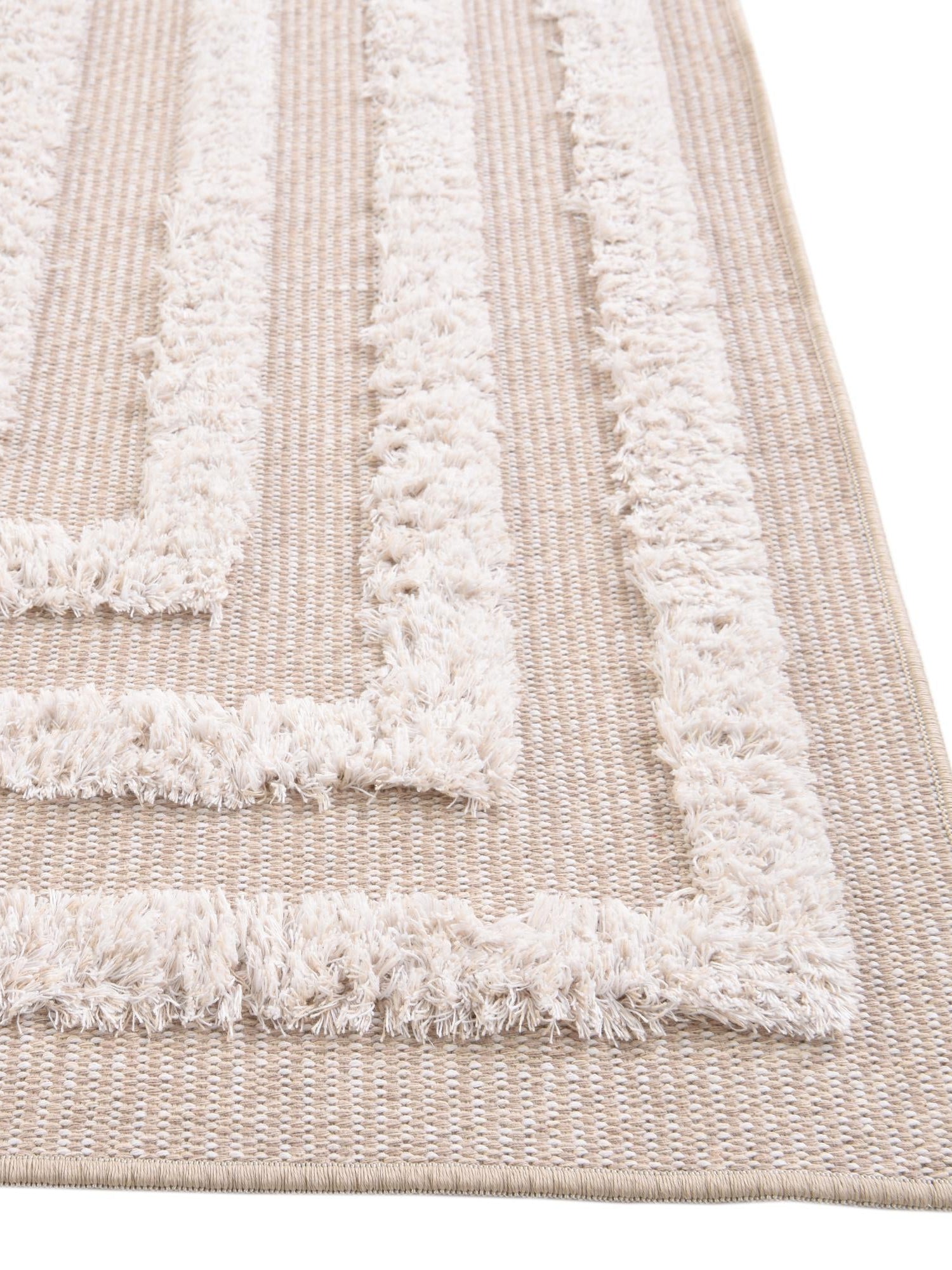 Beige 6' 4 x 9' Sabrina Soto Casa Rectangle Area Rug 100% Cotton Geometric Pattern All Natural Material Eco Friendly Carpet for Sale at Rug Engine