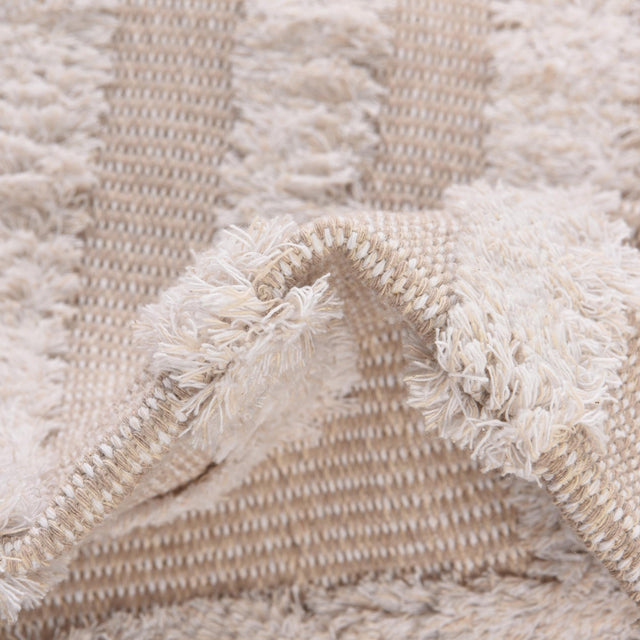 Beige 6' 4 x 9' Sabrina Soto Casa Rectangle Area Rug 100% Cotton Geometric Pattern All Natural Material Eco Friendly Carpet for Sale at Rug Engine