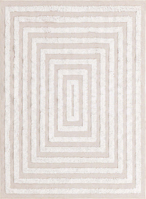 Beige 4' 5 x 6' Sabrina Soto Casa Rectangle Area Rug 100% Cotton Geometric Pattern All Natural Material Eco Friendly Carpet for Sale at Rug Engine