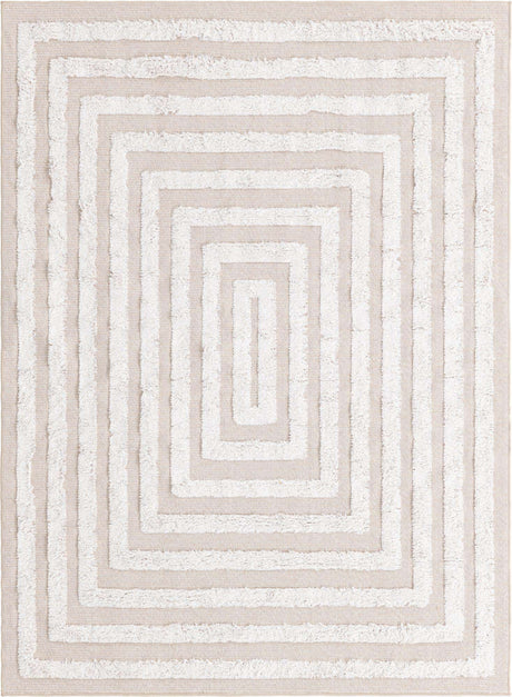 Beige 4' 5 x 6' Sabrina Soto Casa Rectangle Area Rug 100% Cotton Geometric Pattern All Natural Material Eco Friendly Carpet for Sale at Rug Engine