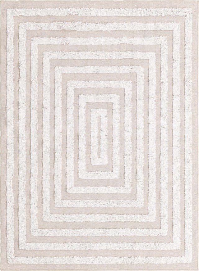 Beige 4' 5 x 6' Sabrina Soto Casa Rectangle Area Rug 100% Cotton Geometric Pattern All Natural Material Eco Friendly Carpet for Sale at Rug Engine