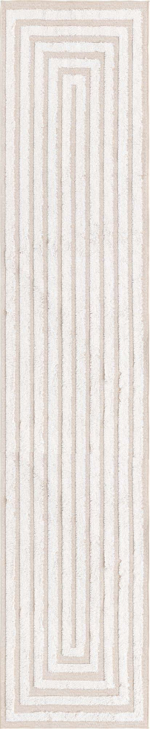 Beige 2' 7 x 12' Sabrina Soto Casa Runner Area Rug 100% Cotton Geometric Pattern All Natural Material Eco Friendly Carpet for Sale at Rug Engine