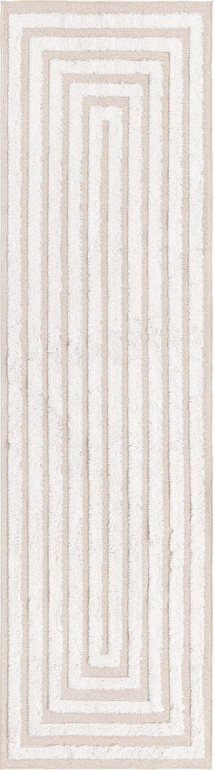 Beige 2' 3 x 8' Sabrina Soto Casa Runner Area Rug 100% Cotton Geometric Pattern All Natural Material Eco Friendly Carpet for Sale at Rug Engine