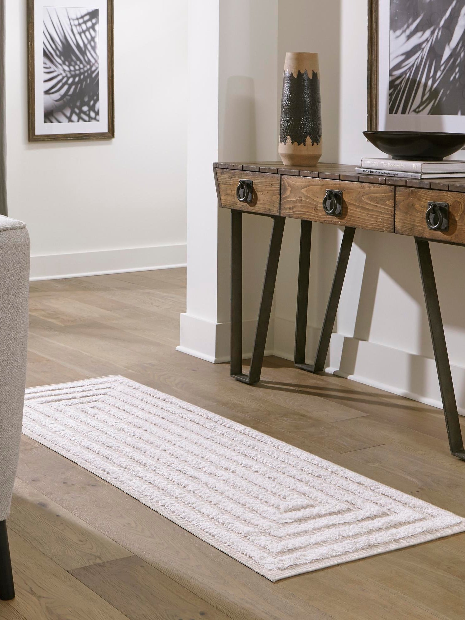 Beige 2' 3 x 8' Sabrina Soto Casa Runner Area Rug 100% Cotton Geometric Pattern All Natural Material Eco Friendly Carpet for Sale at Rug Engine