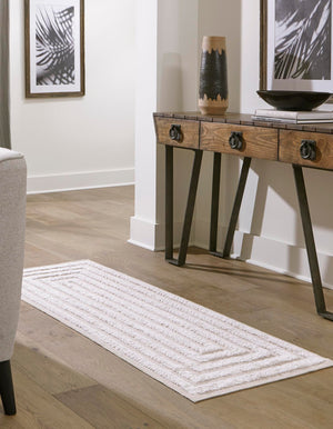 Beige 2' 3 x 6' Sabrina Soto Casa Runner Area Rug 100% Cotton Geometric Pattern All Natural Material Eco Friendly Carpet for Sale at Rug Engine