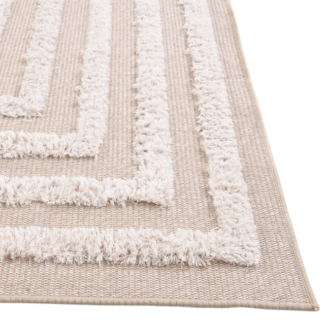 Beige 2' 3 x 6' Sabrina Soto Casa Runner Area Rug 100% Cotton Geometric Pattern All Natural Material Eco Friendly Carpet for Sale at Rug Engine