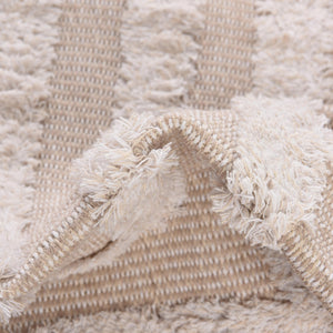 Beige 2' 3 x 6' Sabrina Soto Casa Runner Area Rug 100% Cotton Geometric Pattern All Natural Material Eco Friendly Carpet for Sale at Rug Engine