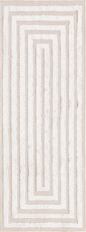 Beige 2' 3 x 6' Sabrina Soto Casa Runner Area Rug 100% Cotton Geometric Pattern All Natural Material Eco Friendly Carpet for Sale at Rug Engine