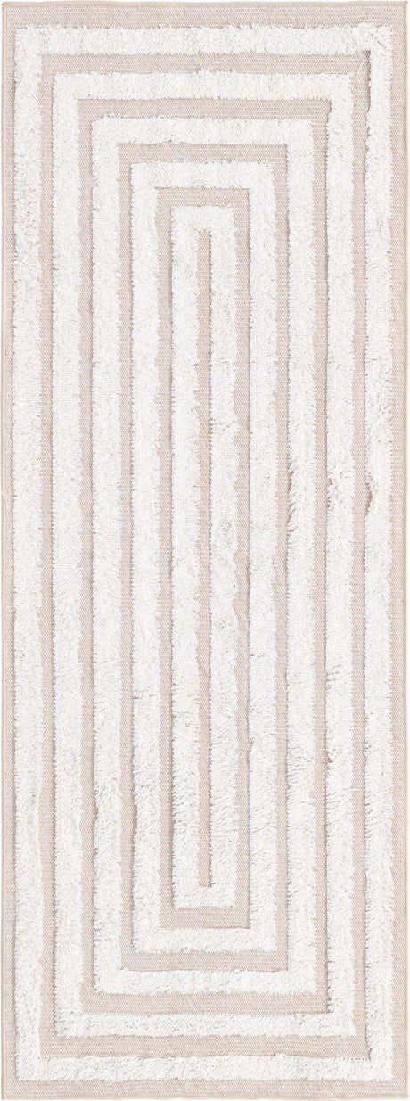 Beige 2' 3 x 6' Sabrina Soto Casa Runner Area Rug 100% Cotton Geometric Pattern All Natural Material Eco Friendly Carpet for Sale at Rug Engine