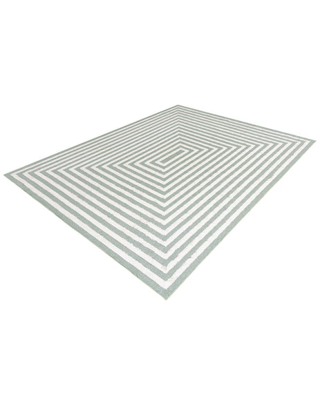 Green 9' 10 x 12' Sabrina Soto Casa Rectangle Area Rug 100% Cotton Geometric Pattern All Natural Material Eco Friendly Carpet for Sale at Rug Engine
