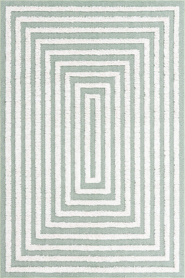Green 5' 3 x 8' Sabrina Soto Casa Rectangle Area Rug 100% Cotton Geometric Pattern All Natural Material Eco Friendly Carpet for Sale at Rug Engine