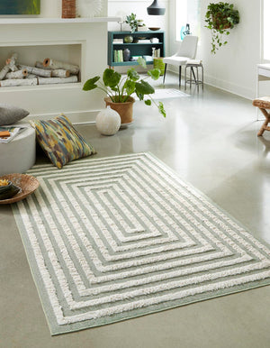 Green 4' 5 x 6' Sabrina Soto Casa Rectangle Area Rug 100% Cotton Geometric Pattern All Natural Material Eco Friendly Carpet for Sale at Rug Engine