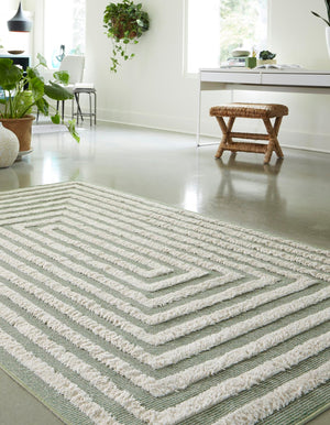 Green 4' 5 x 6' Sabrina Soto Casa Rectangle Area Rug 100% Cotton Geometric Pattern All Natural Material Eco Friendly Carpet for Sale at Rug Engine