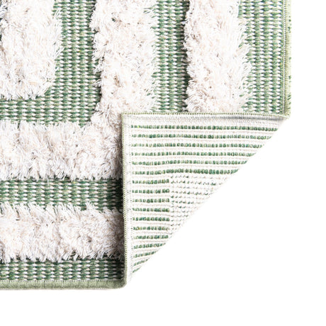 Green 6' 4 x 9' Sabrina Soto Casa Rectangle Area Rug 100% Cotton Geometric Pattern All Natural Material Eco Friendly Carpet for Sale at Rug Engine