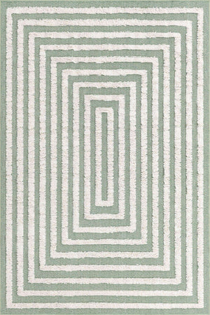 Green 4' 5 x 6' Sabrina Soto Casa Rectangle Area Rug 100% Cotton Geometric Pattern All Natural Material Eco Friendly Carpet for Sale at Rug Engine