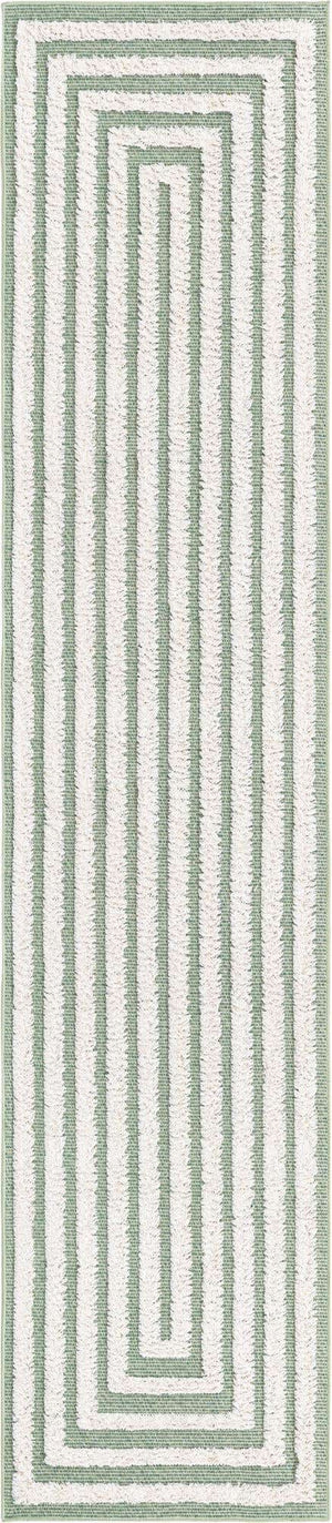 Green 2' 7 x 12' Sabrina Soto Casa Runner Area Rug 100% Cotton Geometric Pattern All Natural Material Eco Friendly Carpet for Sale at Rug Engine