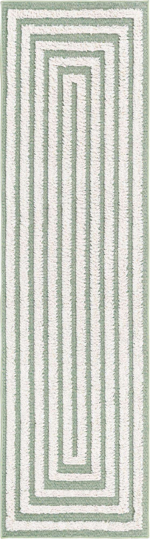 Green 2' 3 x 8' Sabrina Soto Casa Runner Area Rug 100% Cotton Geometric Pattern All Natural Material Eco Friendly Carpet for Sale at Rug Engine