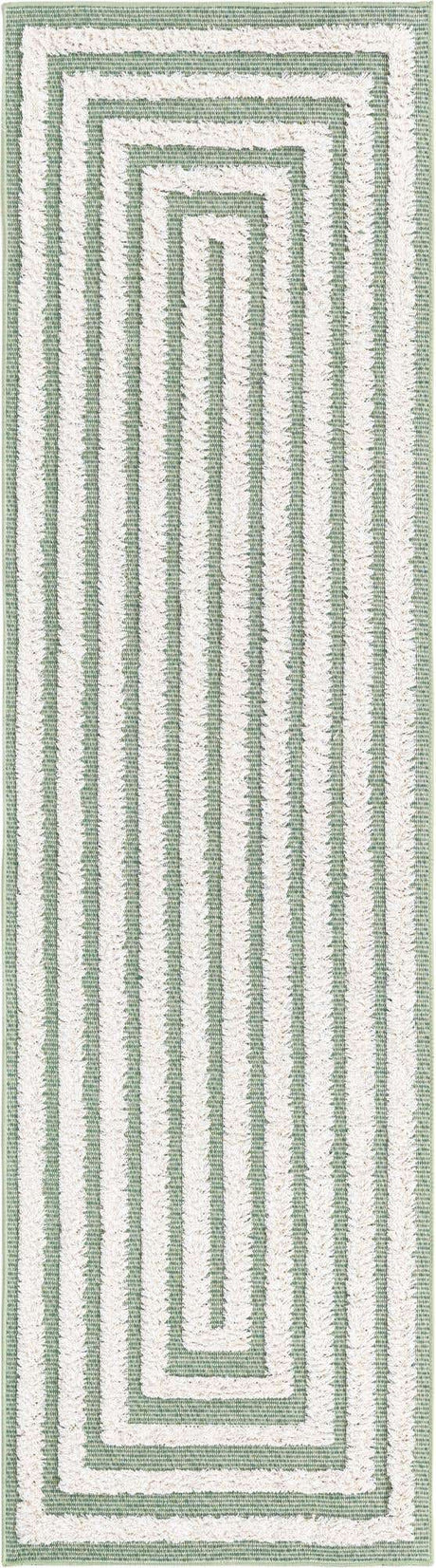 Green 2' 3 x 8' Sabrina Soto Casa Runner Area Rug 100% Cotton Geometric Pattern All Natural Material Eco Friendly Carpet for Sale at Rug Engine