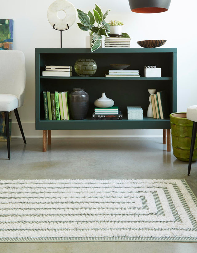 Green 2' 3 x 8' Sabrina Soto Casa Runner Area Rug 100% Cotton Geometric Pattern All Natural Material Eco Friendly Carpet for Sale at Rug Engine