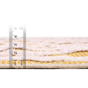 Yellow 2' 3 x 3' Sabrina Soto Casa Rectangle Area Rug 100% Cotton Geometric Pattern All Natural Material Eco Friendly Carpet for Sale at Rug Engine