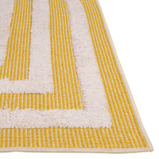 Yellow 8' 3 x 10' Sabrina Soto Casa Rectangle Area Rug 100% Cotton Geometric Pattern All Natural Material Eco Friendly Carpet for Sale at Rug Engine