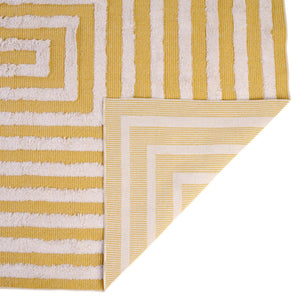 Yellow 4' 5 x 6' Sabrina Soto Casa Rectangle Area Rug 100% Cotton Geometric Pattern All Natural Material Eco Friendly Carpet for Sale at Rug Engine